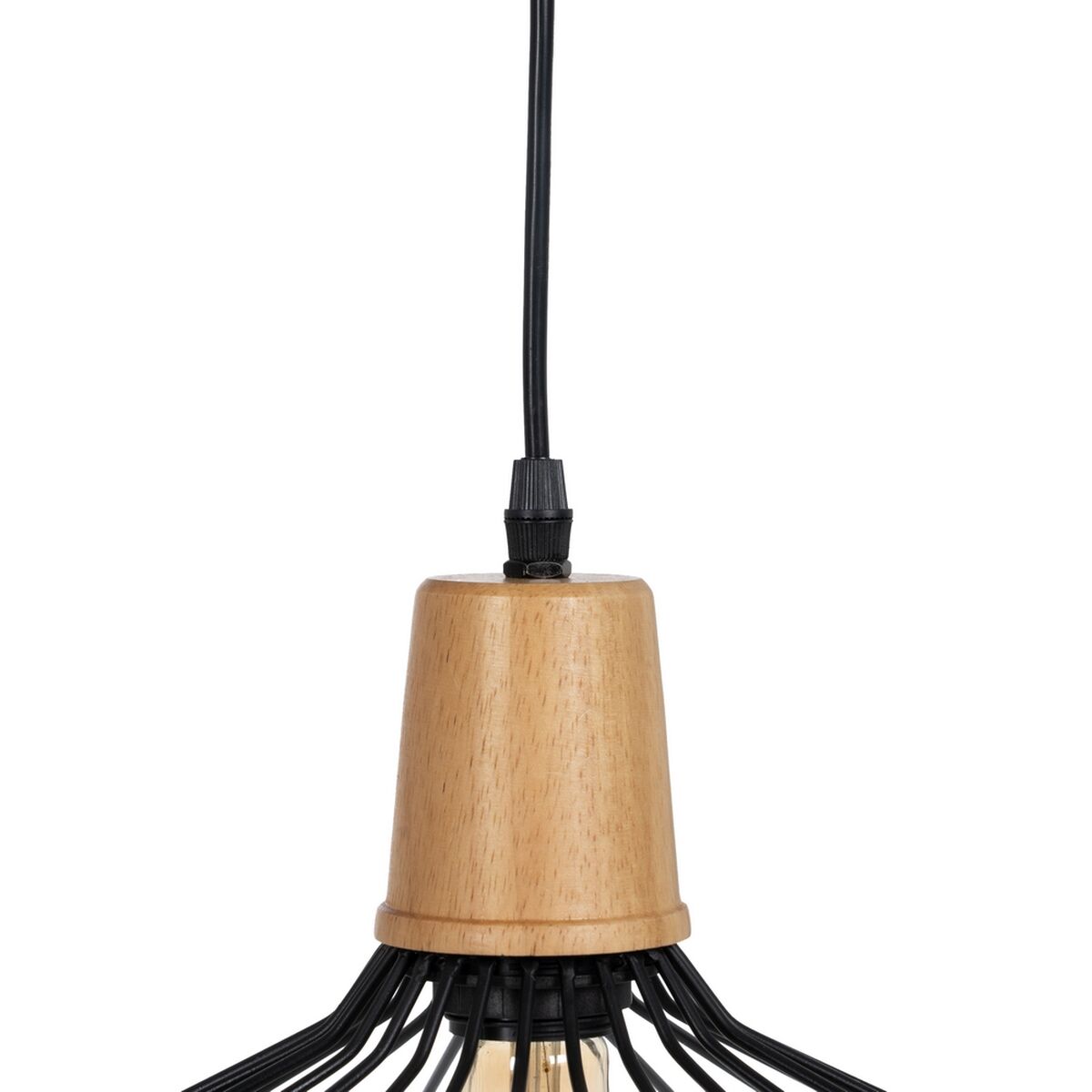 Taklampa Svart Naturell Trä Järn 220-240 V 36 x 36 cm - 7