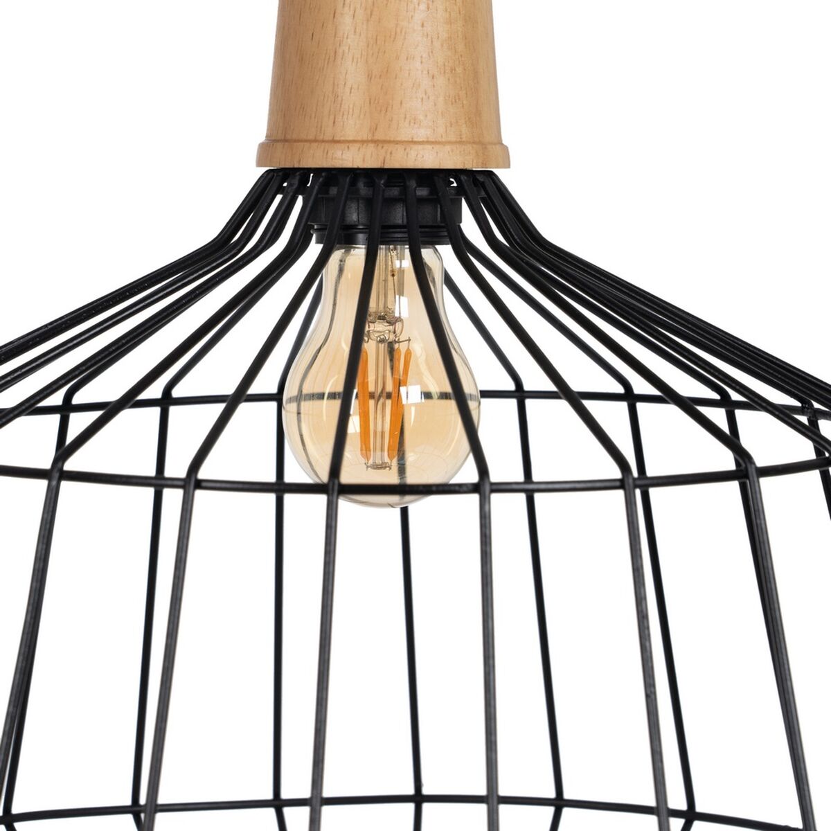 Taklampa Svart Naturell Trä Järn 220-240 V 36 x 36 cm - 4