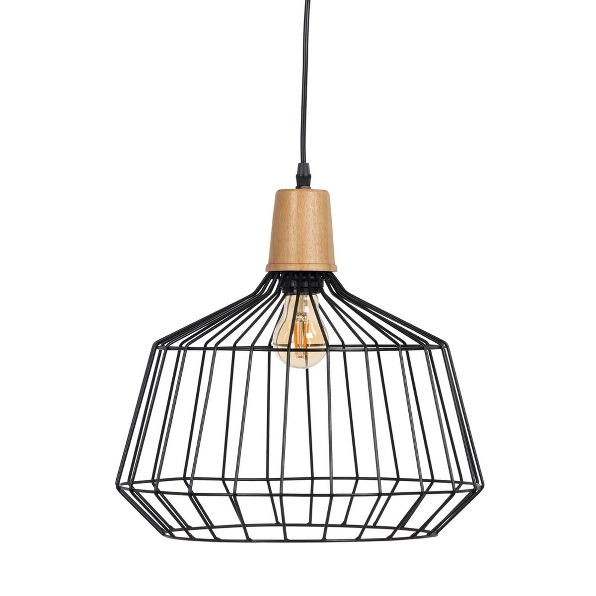 Taklampa Svart Naturell Trä Järn 220-240 V 36 x 36 cm