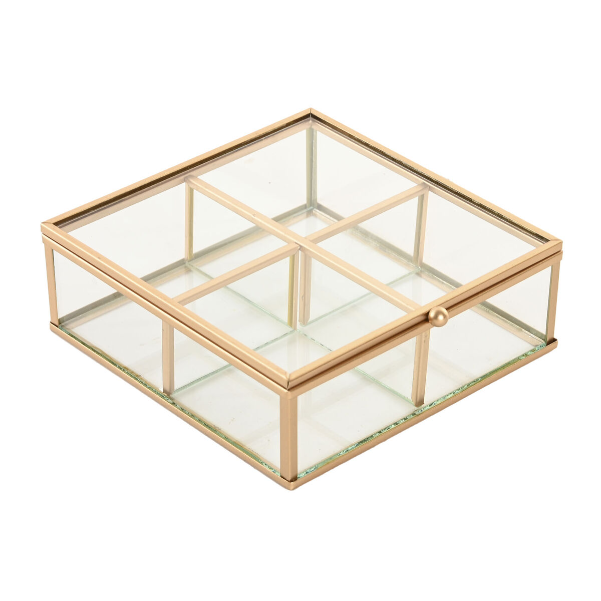 Smyckeskrin Home ESPRIT Gyllene Metall Glas 15 x 16 x 5 cm