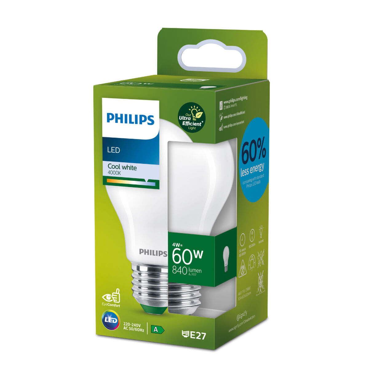 LED-lampa Philips Ultra Efficient Led Classic 4 W 60 W E27 840 lm Vit (4000 K) - 4