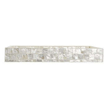 Uppsättning med Brickor DKD Home Decor Vit Bambu Pärlemor 40 x 30 x 5 cm (2 antal)