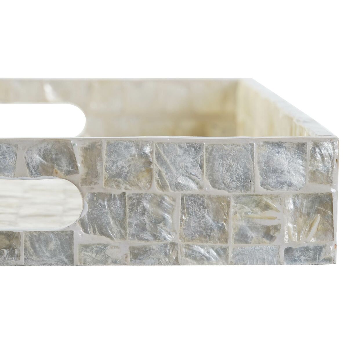 Uppsättning med Brickor DKD Home Decor Vit Bambu Pärlemor 40 x 30 x 5 cm (2 antal) - 3