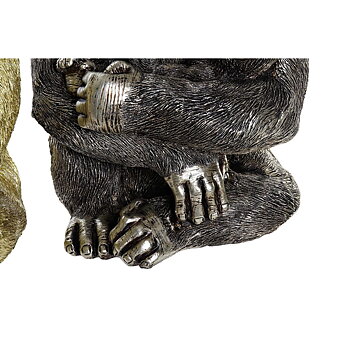 Prydnadsfigur DKD Home Decor 22 x 23,5 x 31 cm Silvrig Gyllene Kolonial Gorilla (2 antal)