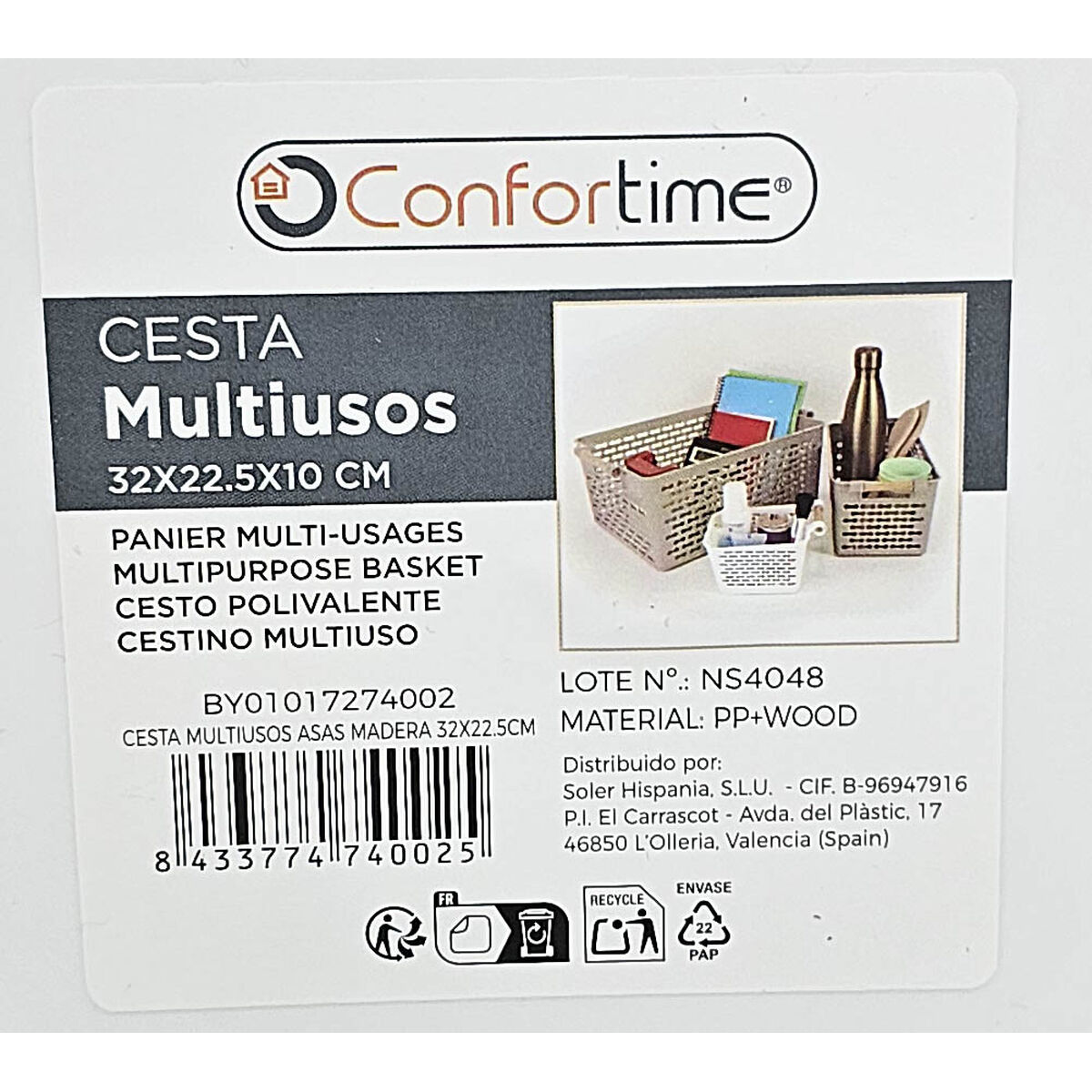 Multifunktionell korg Confortime Trä 37 x 23 x 11 cm 32 x 22,5 x 10 cm - 4