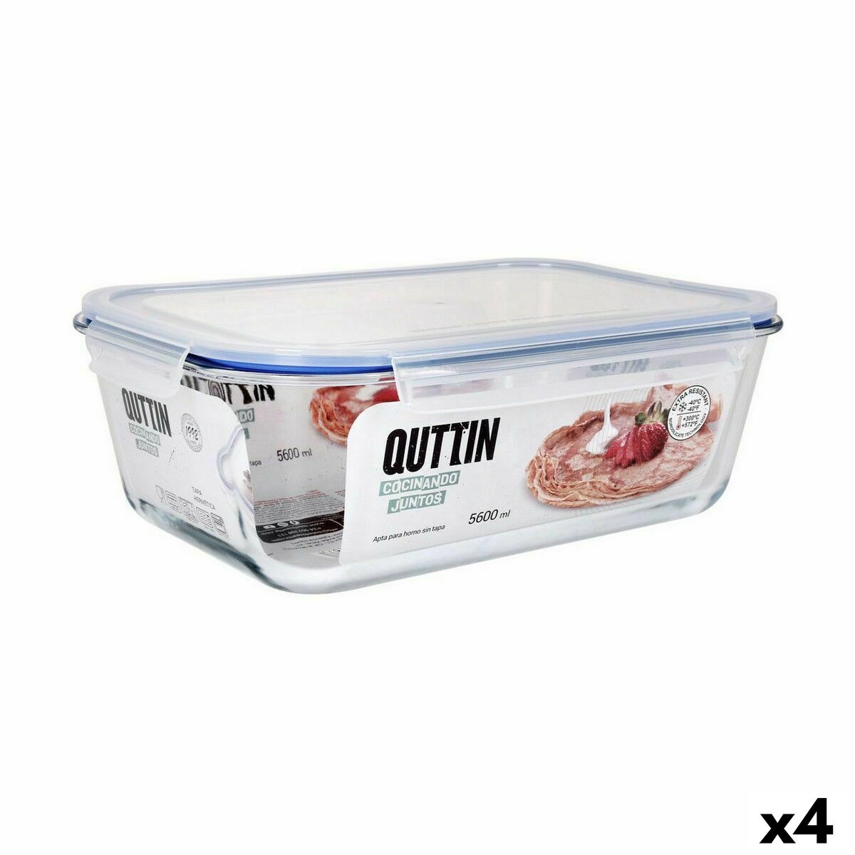 Hermetisk matlåda Quttin Transparent Rektangulär 5,6 L (4 antal) - 2