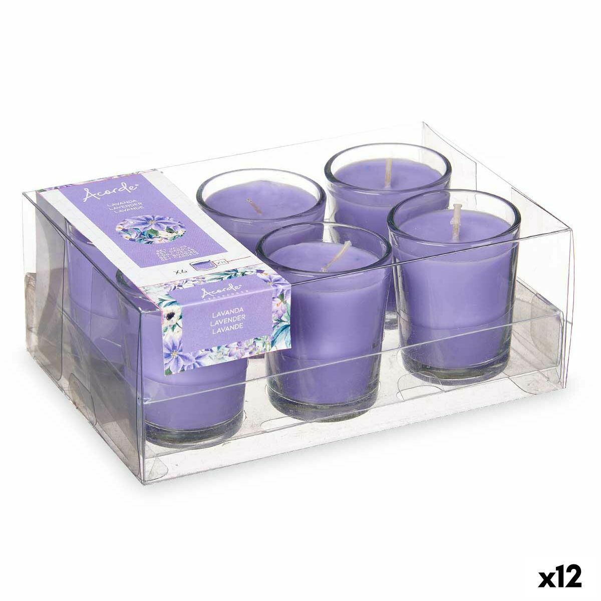 Set med Doftljus Acorde Lavendel Glas (12 antal)
