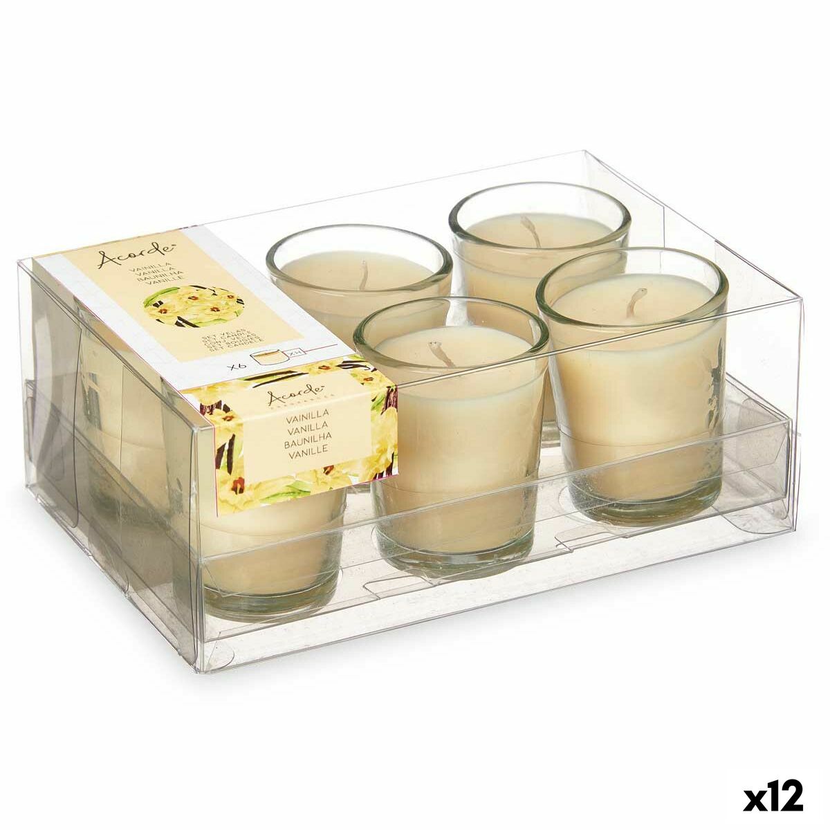 Set med Doftljus Acorde Vanilj Glas (12 antal)