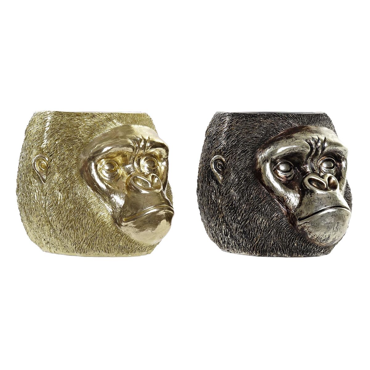 Prydnadsfigur DKD Home Decor 20 x 24,5 x 18,5 cm Silvrig Gyllene Kolonial Gorilla (2 antal) - 5