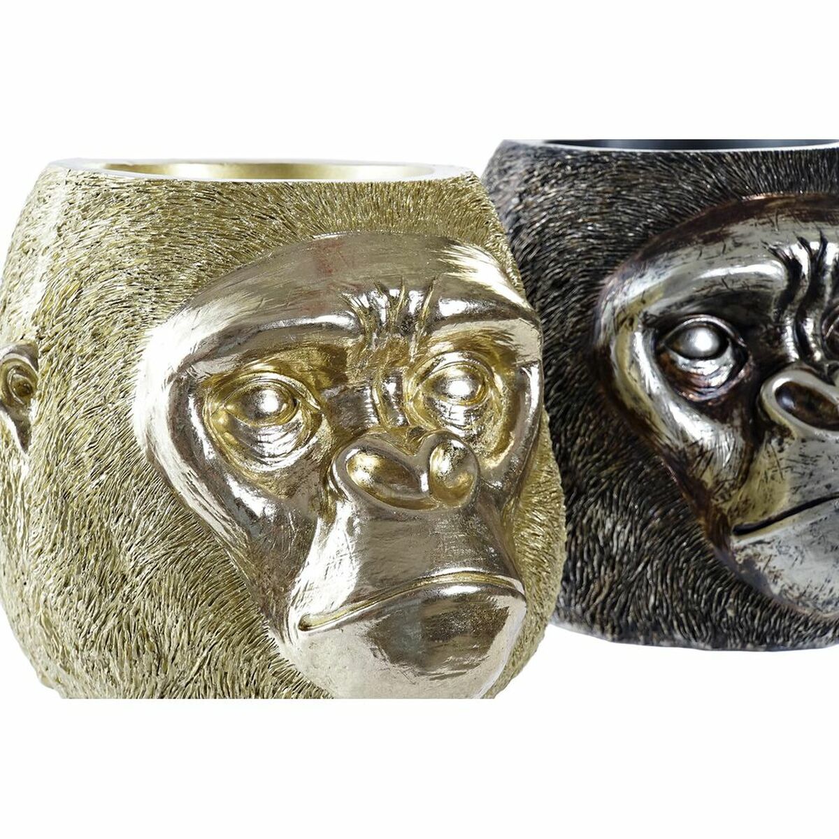 Prydnadsfigur DKD Home Decor 20 x 24,5 x 18,5 cm Silvrig Gyllene Kolonial Gorilla (2 antal) - 10