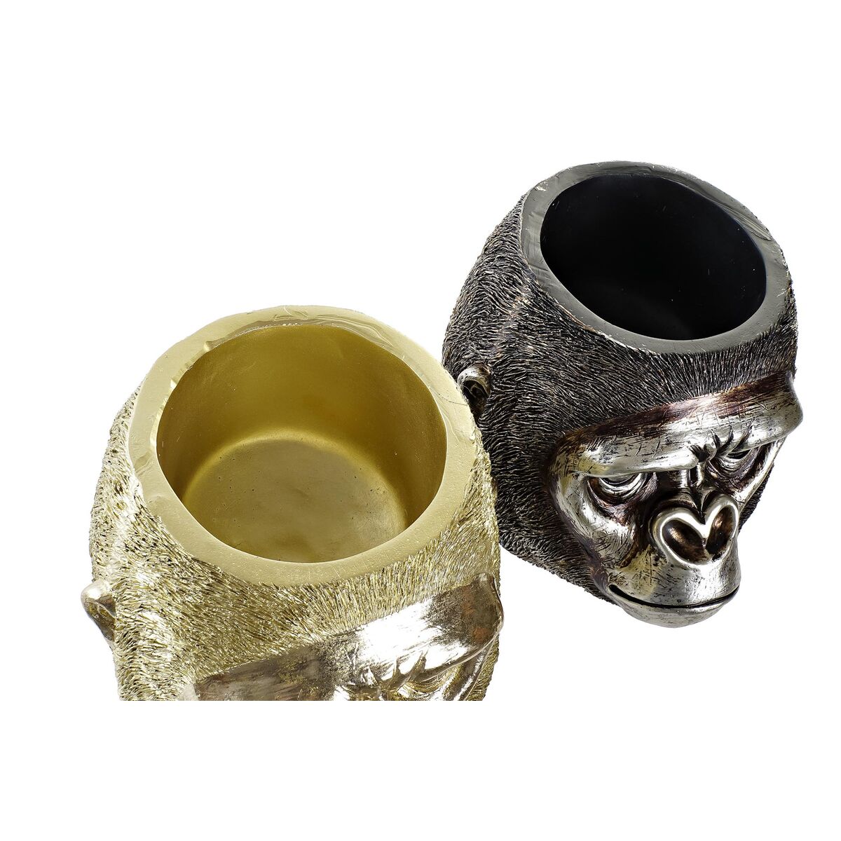 Prydnadsfigur DKD Home Decor 20 x 24,5 x 18,5 cm Silvrig Gyllene Kolonial Gorilla (2 antal) - 2