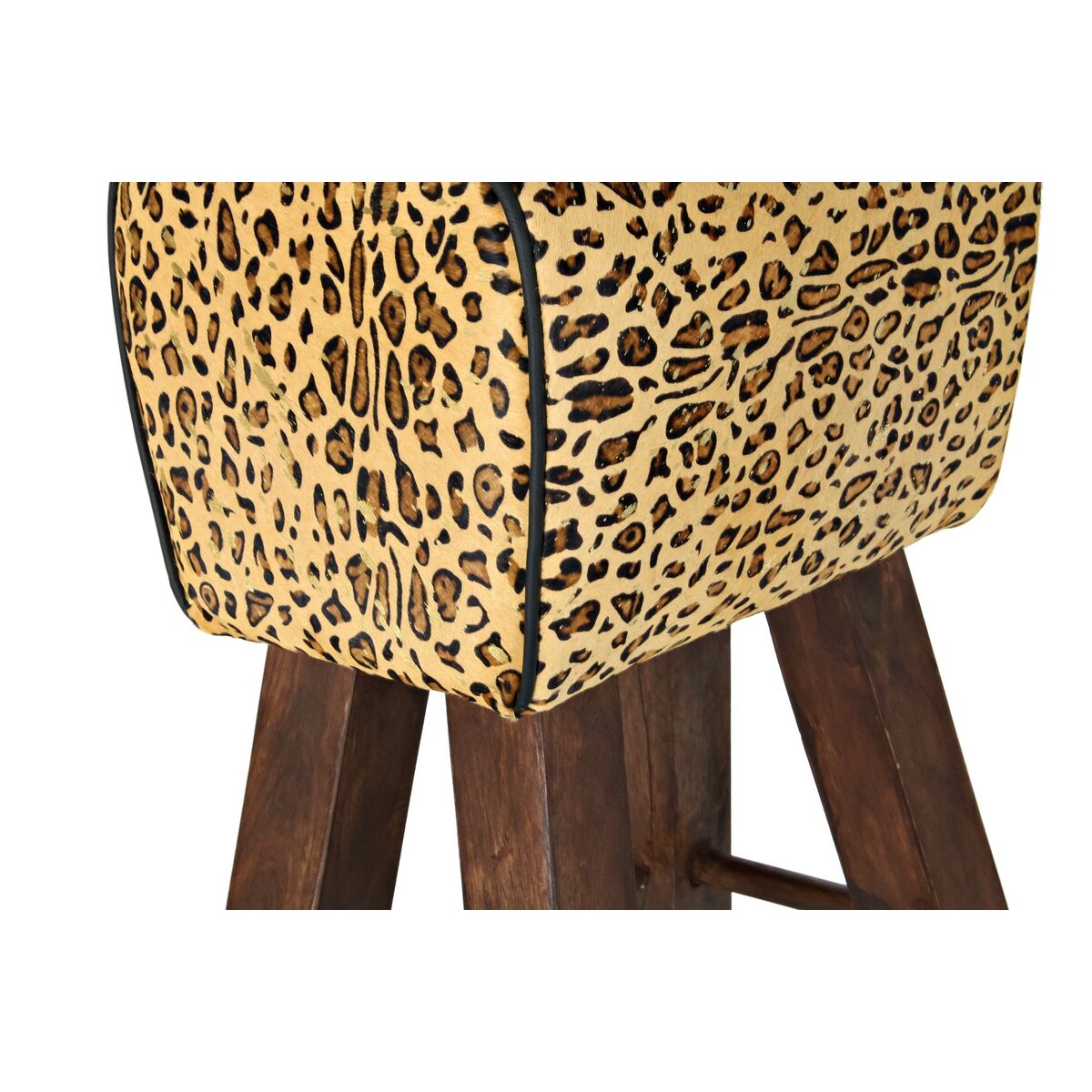 Sittpall DKD Home Decor Svart Trä Brun Läder (43 x 35 x 75 cm) - 3