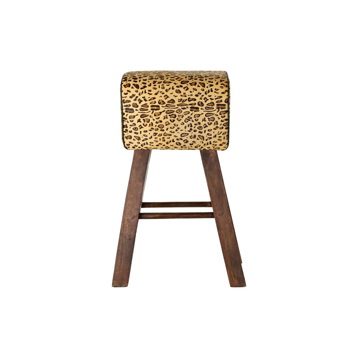 Sittpall DKD Home Decor Svart Trä Brun Läder (43 x 35 x 75 cm) - 2