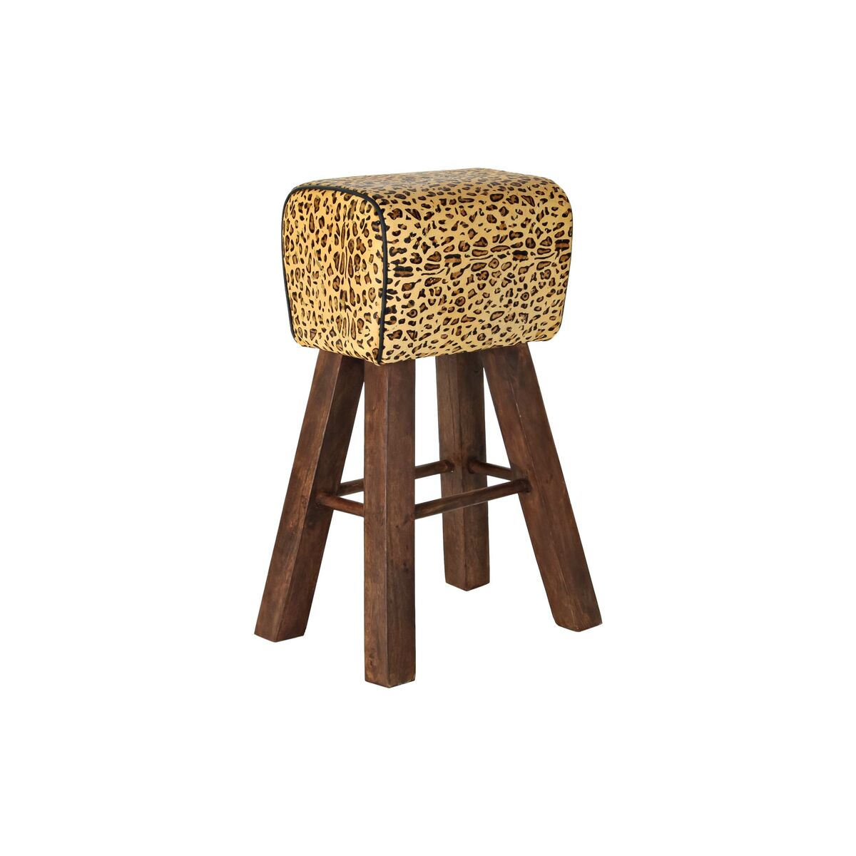 Sittpall DKD Home Decor Svart Trä Brun Läder (43 x 35 x 75 cm) - 5