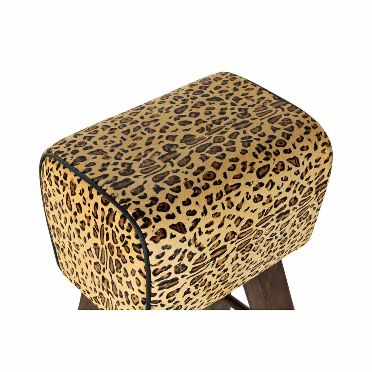 Sittpall DKD Home Decor Svart Trä Brun Läder (43 x 35 x 75 cm) - 6
