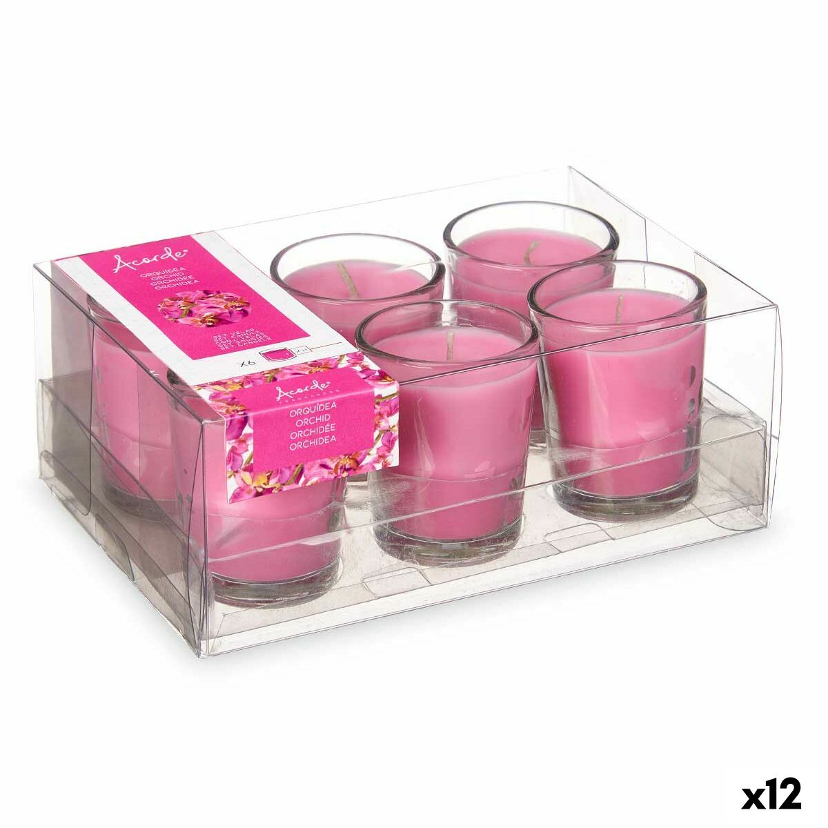 Set med Doftljus Acorde Orkidé Glas (12 antal)