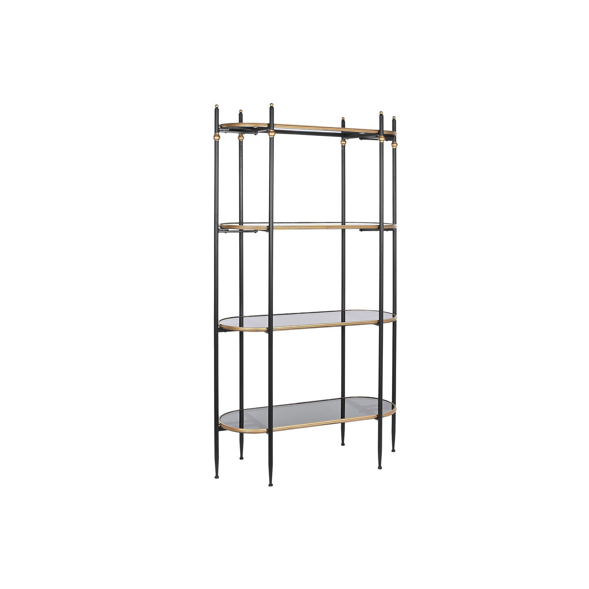Bokhylla DKD Home Decor Svart Gyllene Metall Glas 103 x 42 x 180 cm (1) - 3