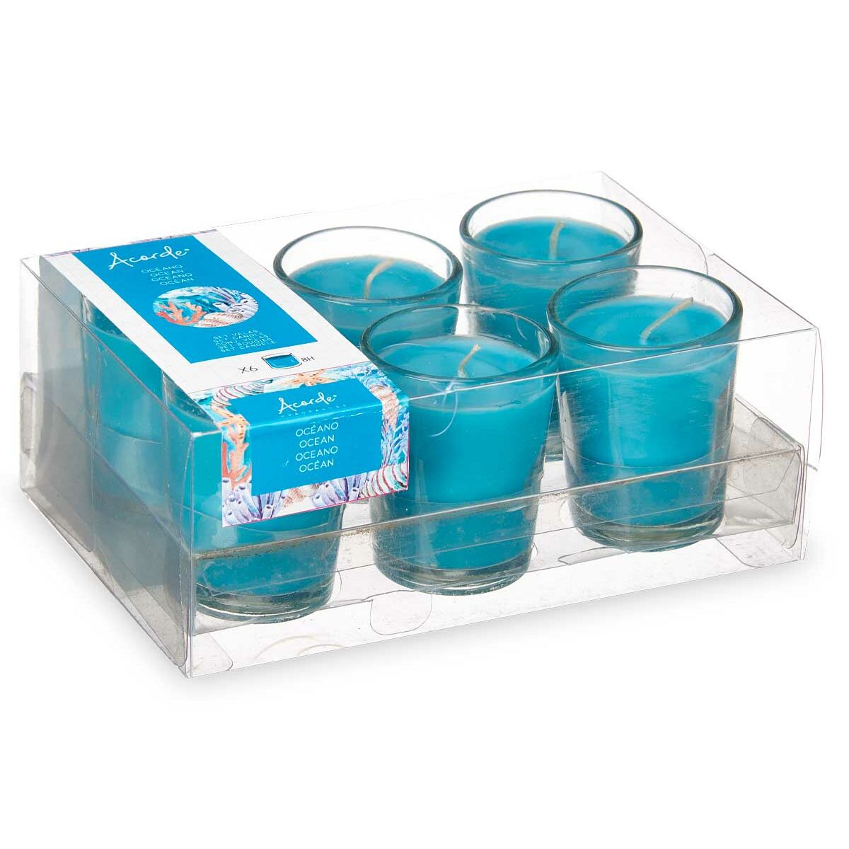 Set med Doftljus Acorde Havet Glas (12 antal) - 3