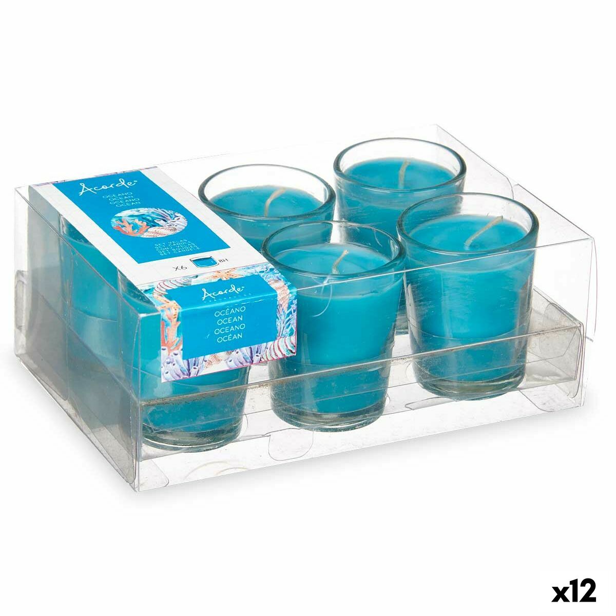 Set med Doftljus Acorde Havet Glas (12 antal)