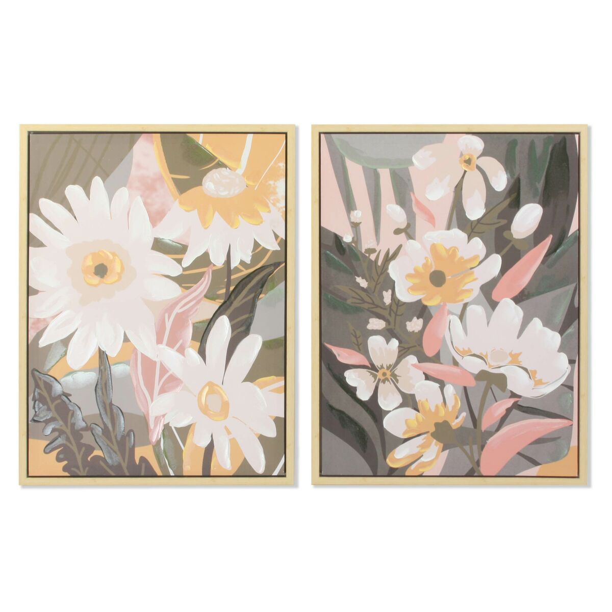 Tavla DKD Home Decor 60 x 4 x 80 cm Virágok Skandinavisk (2 antal) - 5