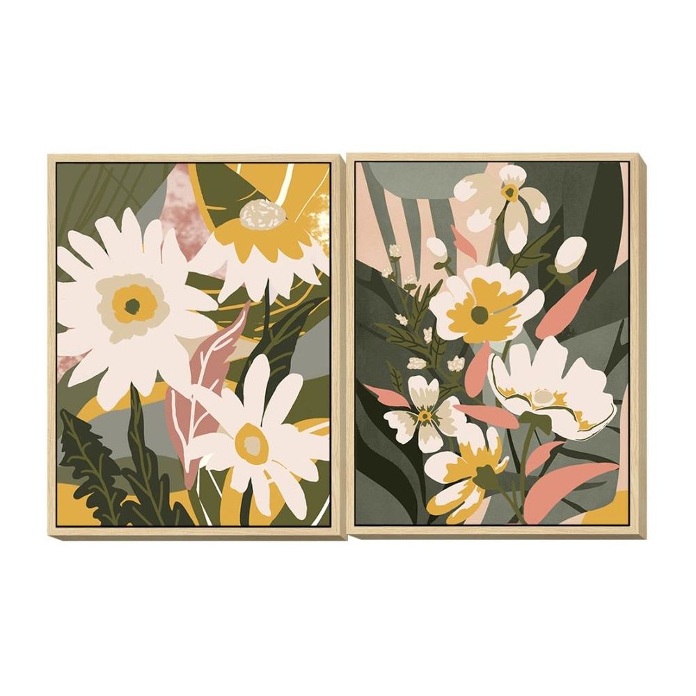 Tavla DKD Home Decor 60 x 4 x 80 cm Virágok Skandinavisk (2 antal)