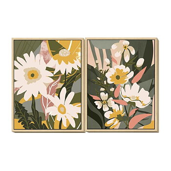 Tavla DKD Home Decor 60 x 4 x 80 cm Virágok Skandinavisk (2 antal)