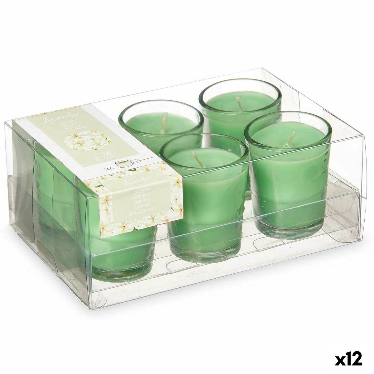 Set med Doftljus Acorde Jasmin Glas (12 antal)