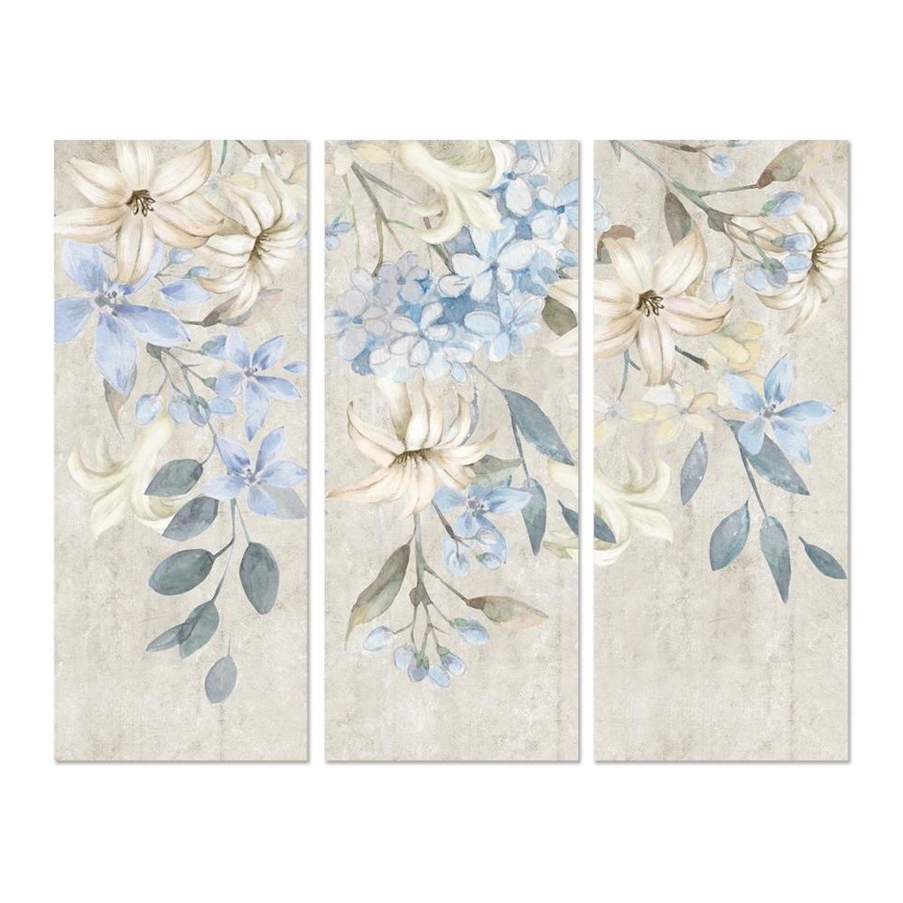 Tavla DKD Home Decor Virágok 55 x 3 x 135 cm Shabby Chic (3 Delar)