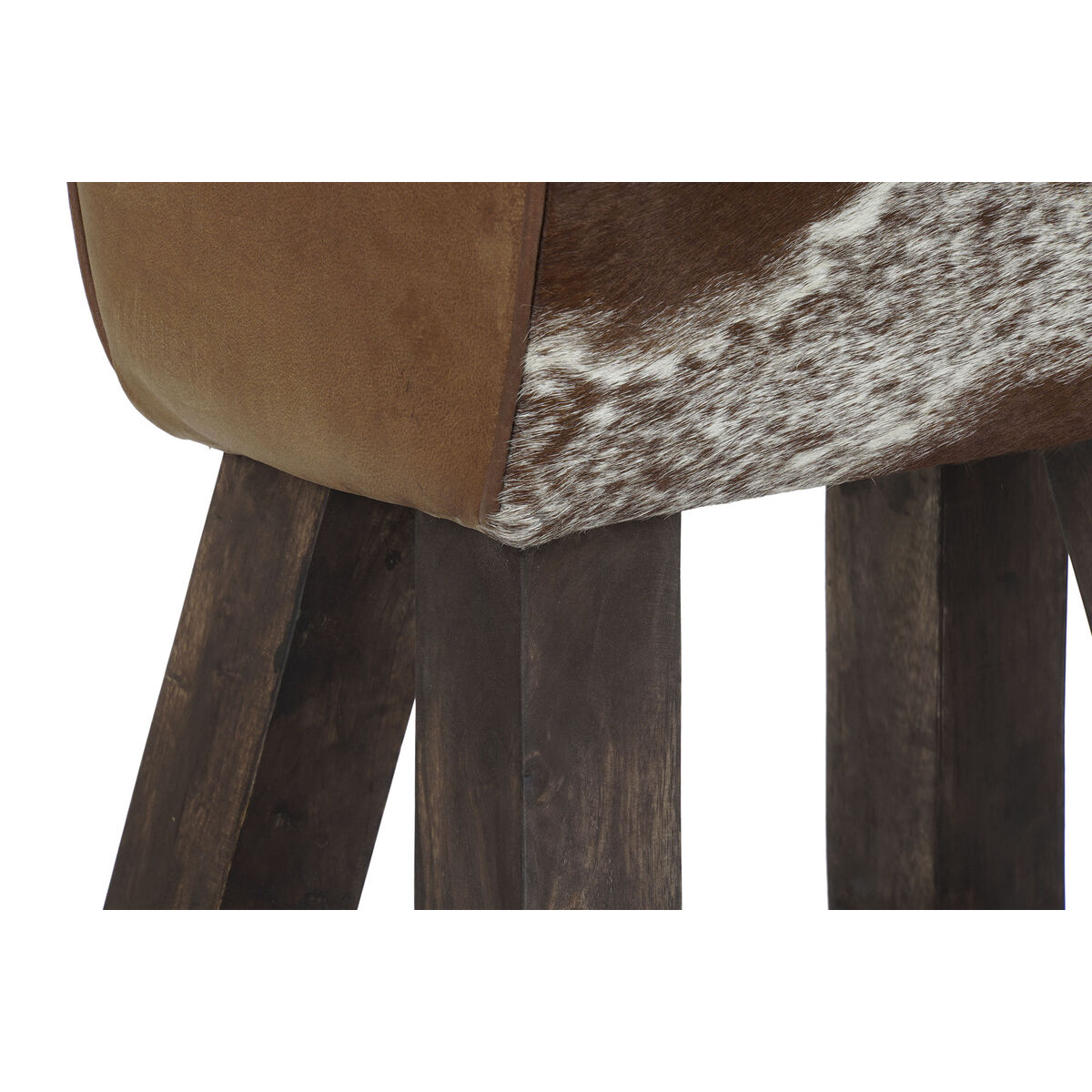 Sittpall DKD Home Decor Vit Brun Svart Läder Trä 50 x 35 x 75 cm - 2