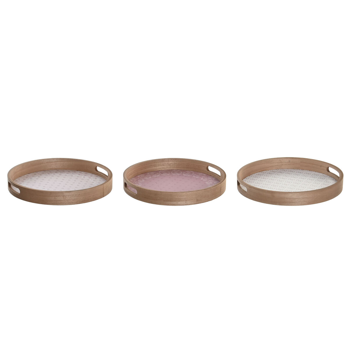 Snacksbricka DKD Home Decor Scandi Rosa Vit 35 x 35 x 5 cm Trä MDF (3 antal)