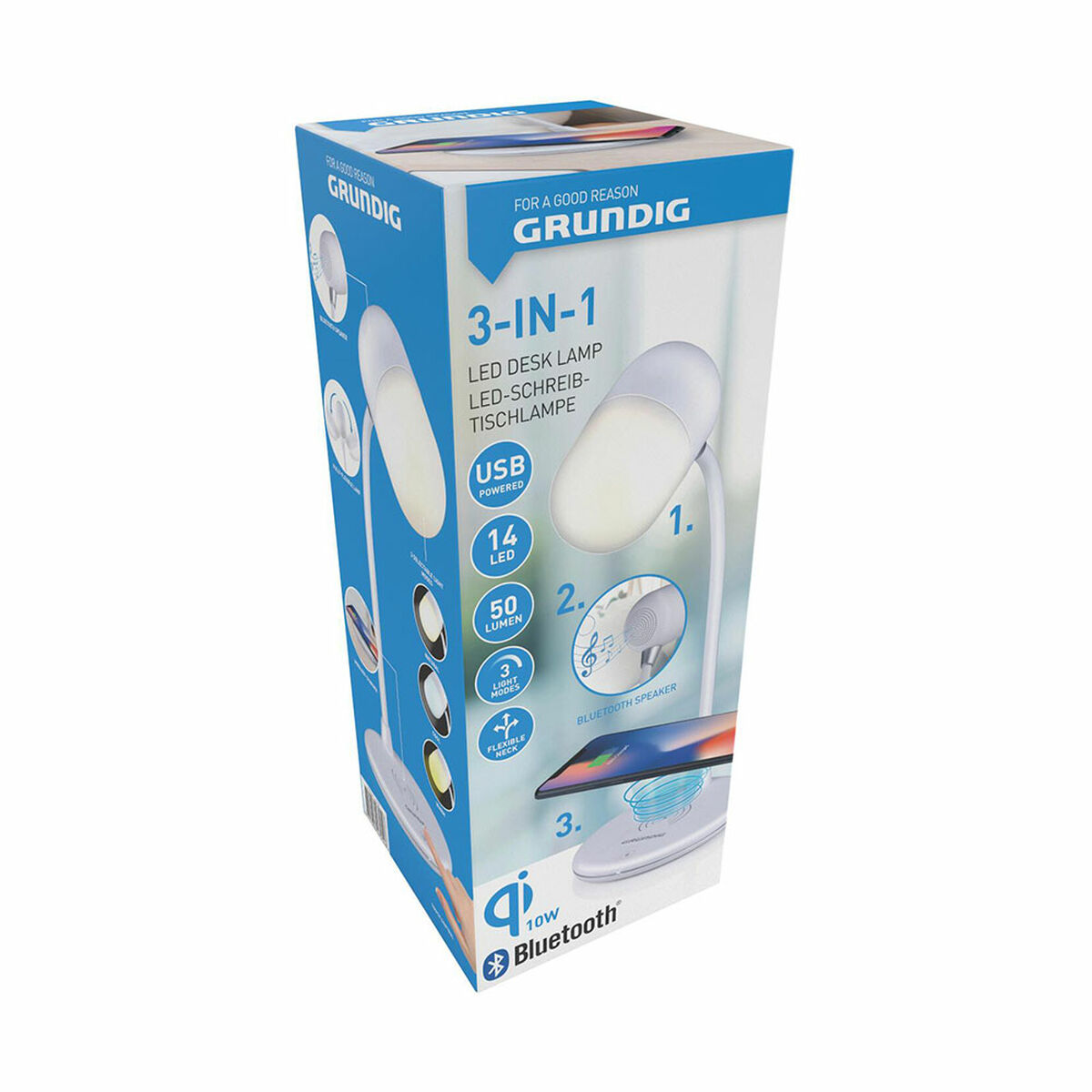 LED-lampa med högtalare och trådlös laddare Grundig Vit 10 W 50 lm Ø 12 x 26 cm Plast 3 i 1 - 5