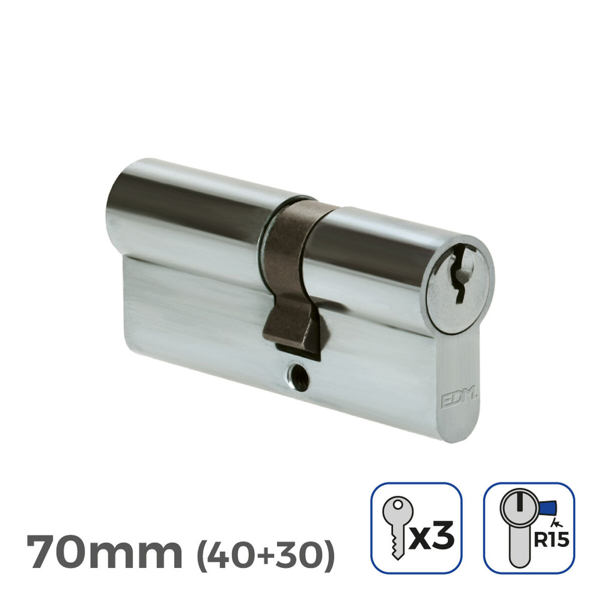 Cylinder EDM 85172 r15 ickel Långt kamlås Europeisk - 5