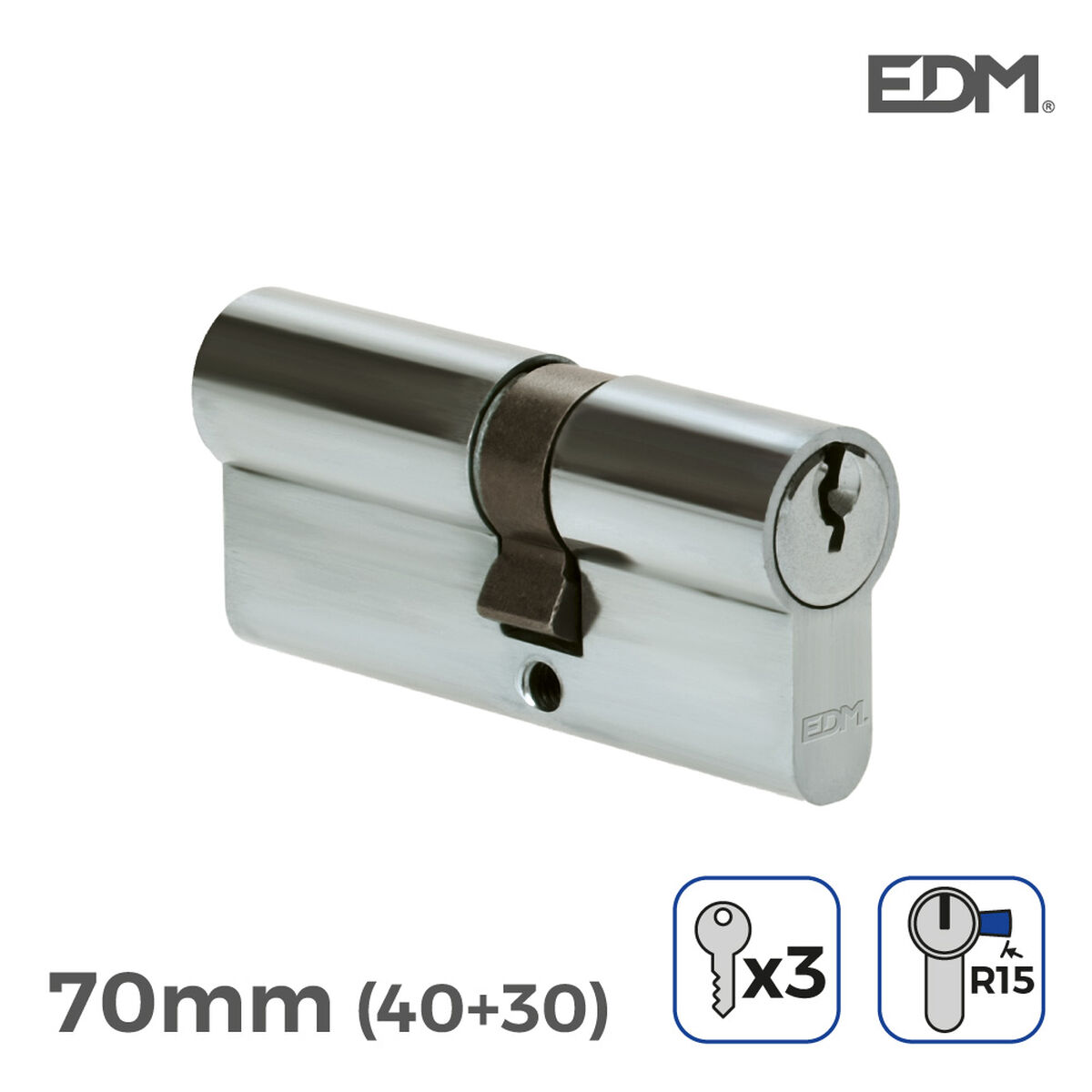 Cylinder EDM 85172 r15 ickel Långt kamlås Europeisk
