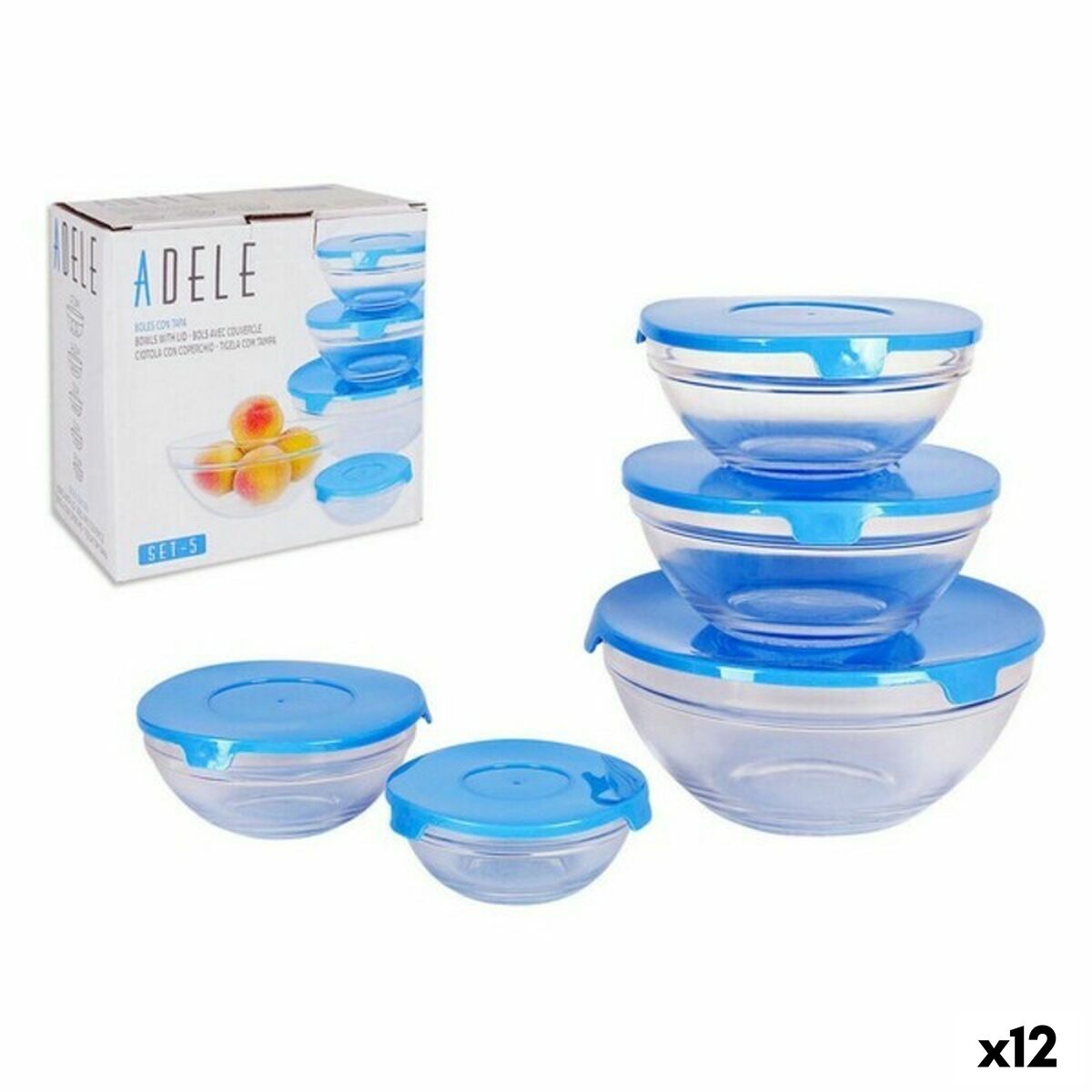 Skål Adele Med lock Stapelbara 5 Delar Blå 17 (12 antal) - 3