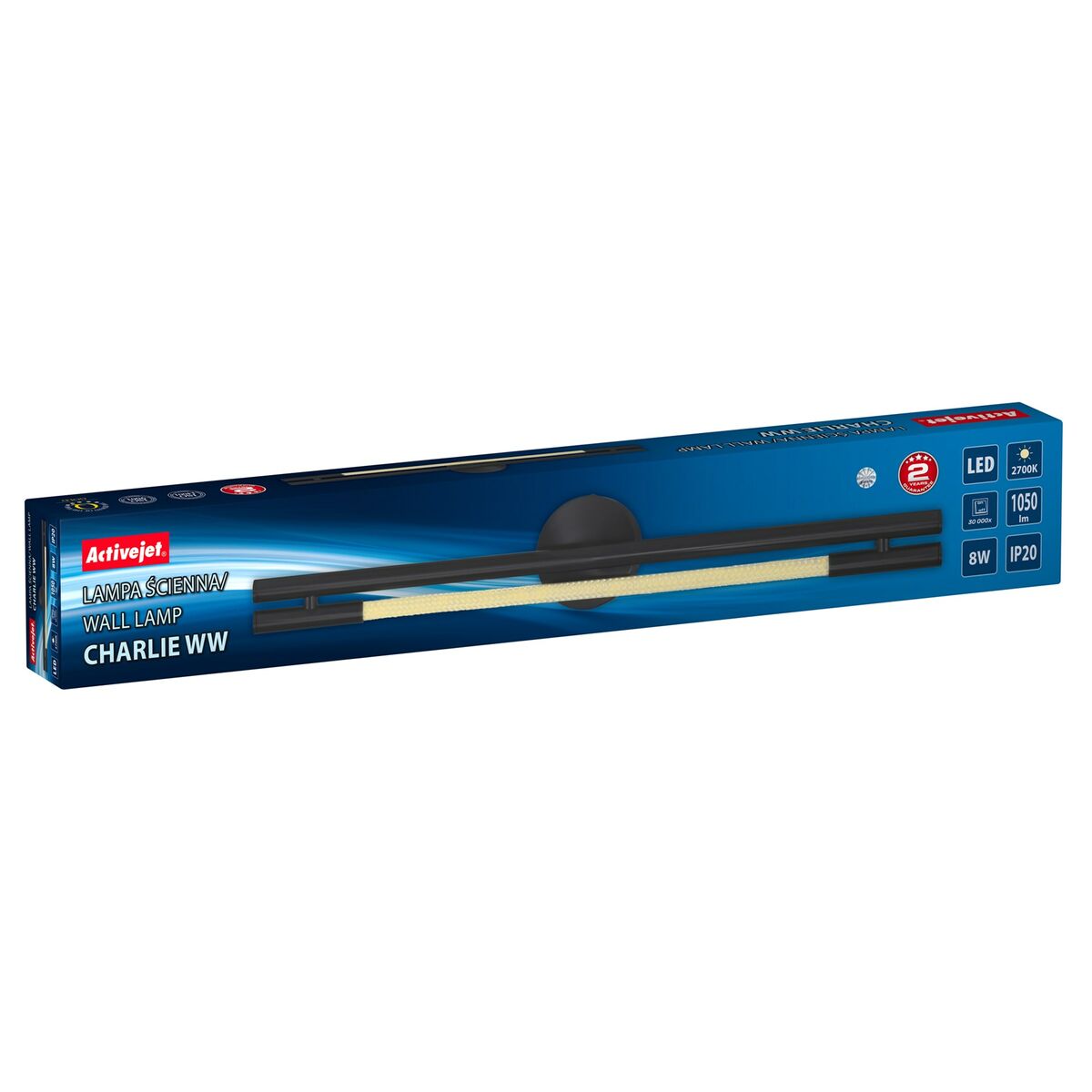 Vägglampa med LED Activejet AJE-CHARLIE WW Svart Varmvit 80 8 W 220-240 V 1050 Lm (1 Delar) - 3