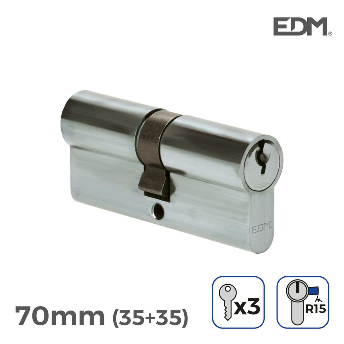 Cylinder EDM 85173 r15 ickel Långt kamlås Europeisk