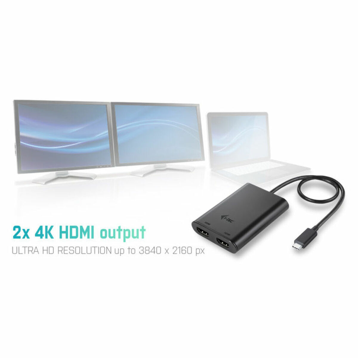 DisplayPort till HDMI Adapter i-Tec C31DUAL4KHDMI        Svart 4K Ultra HD - 4