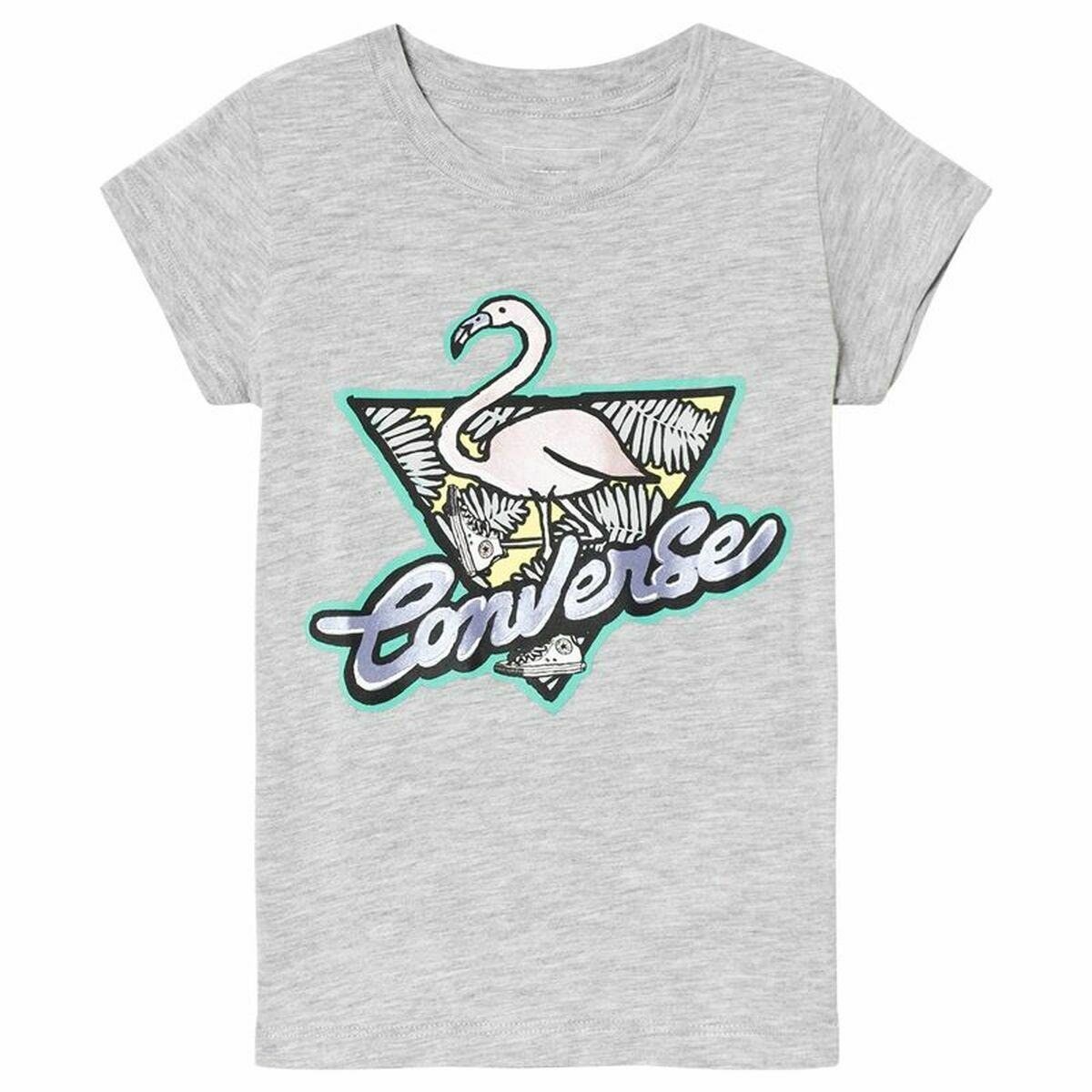 Barn T-shirt med kortärm Converse Flamingo Ljusgrå - 8