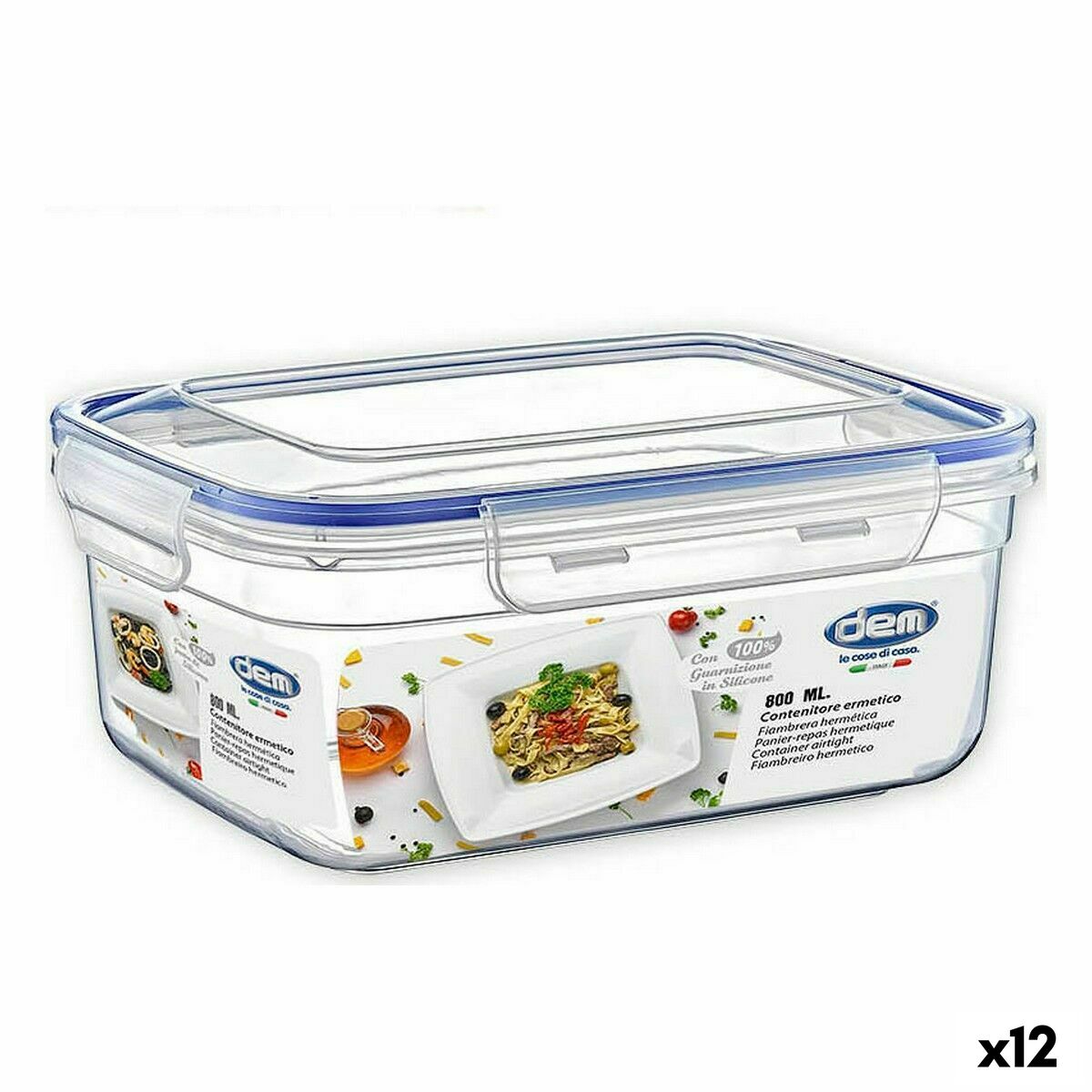 Hermetisk matlåda Dem Rektangulär 800 ml 17 x 13 x 8 cm (12 antal)
