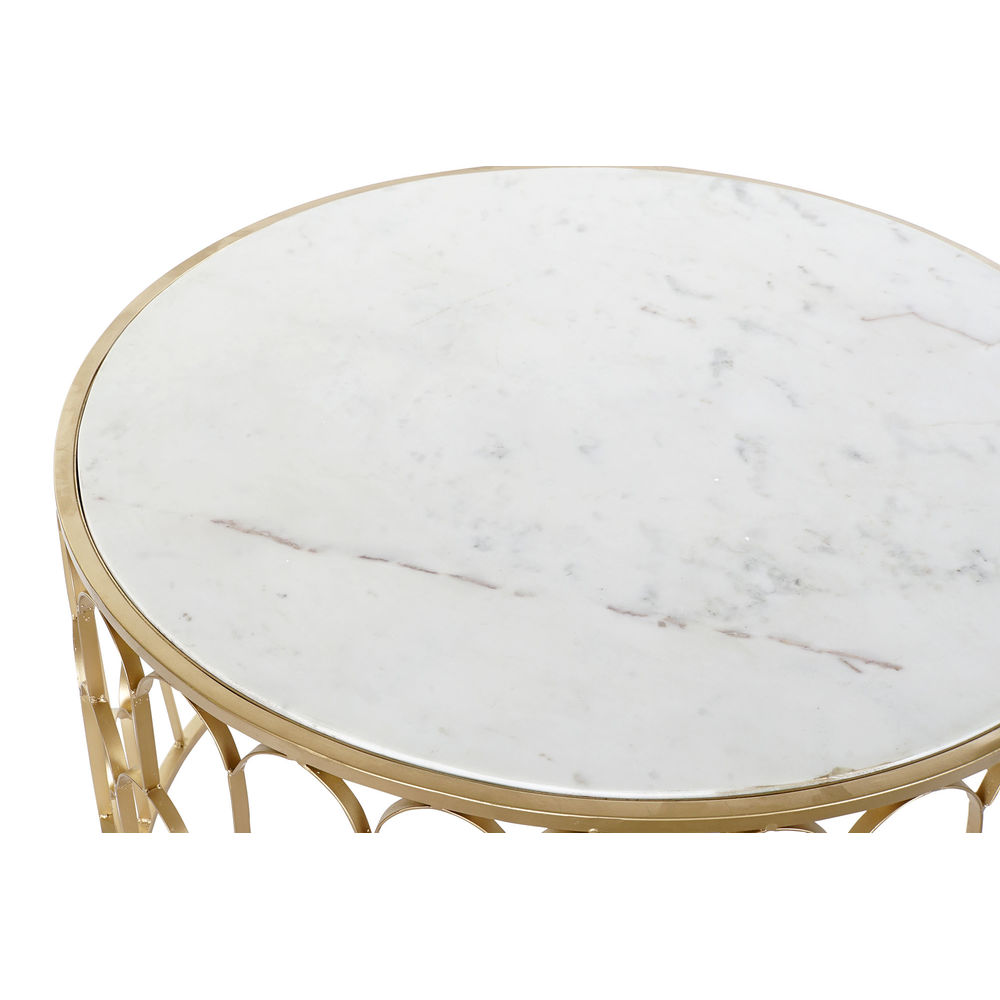 Soffbord DKD Home Decor Glamour Vit Multicolour Gyllene Marmor Järn 87 x 87 x 51,5 cm - 4