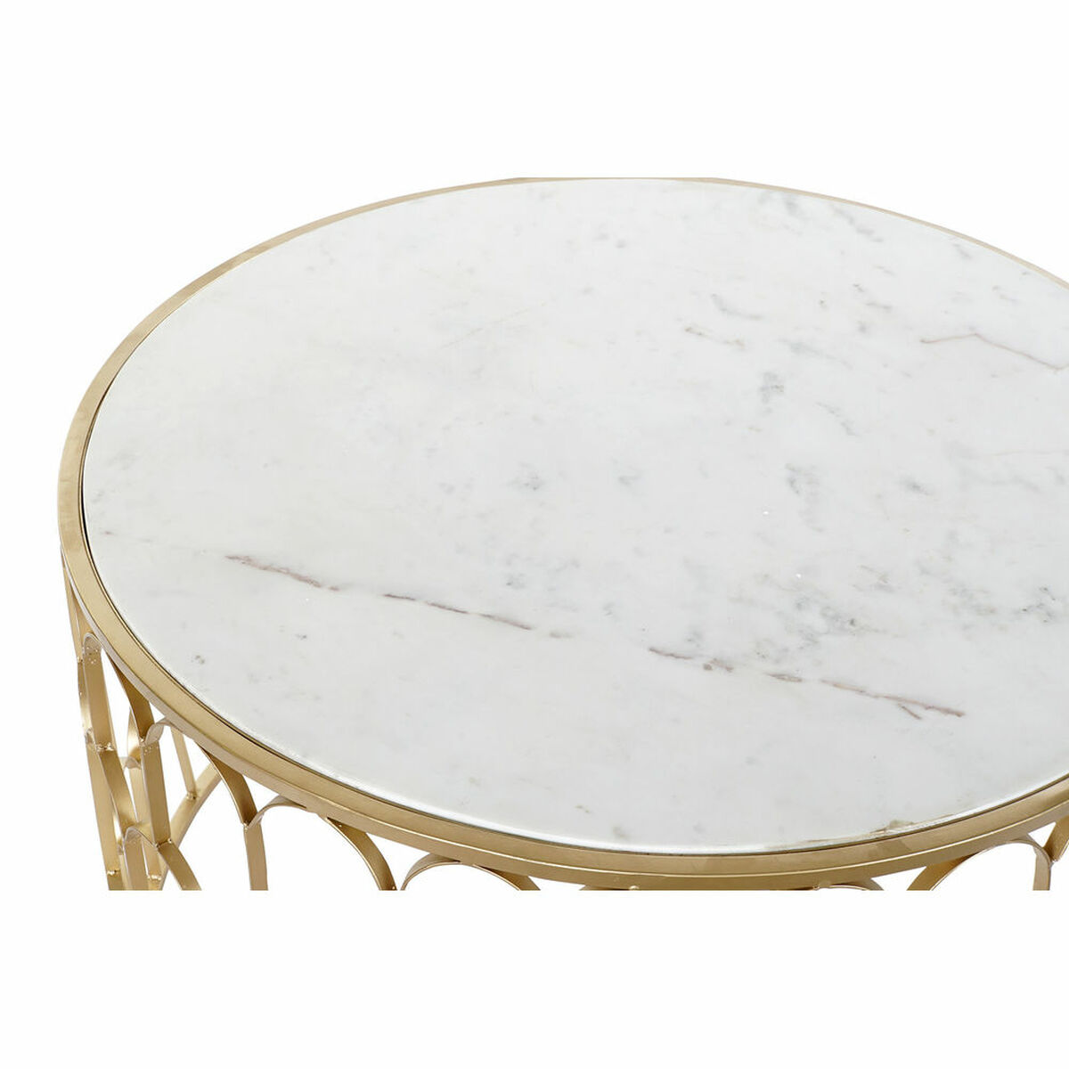 Soffbord DKD Home Decor Glamour Vit Multicolour Gyllene Marmor Järn 87 x 87 x 51,5 cm - 10
