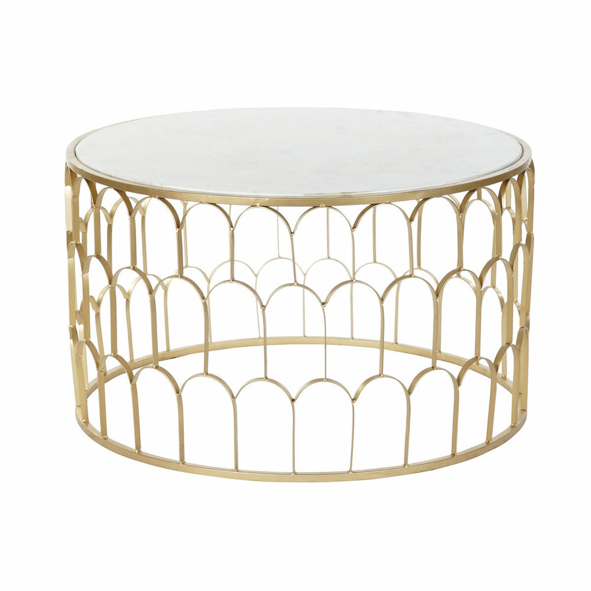 Soffbord DKD Home Decor Glamour Vit Multicolour Gyllene Marmor Järn 87 x 87 x 51,5 cm - 9