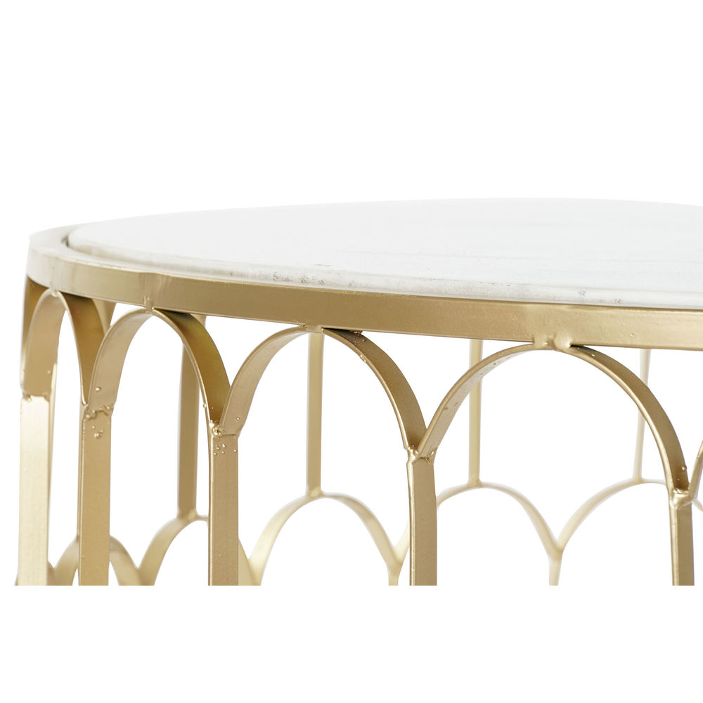 Soffbord DKD Home Decor Glamour Vit Multicolour Gyllene Marmor Järn 87 x 87 x 51,5 cm - 2