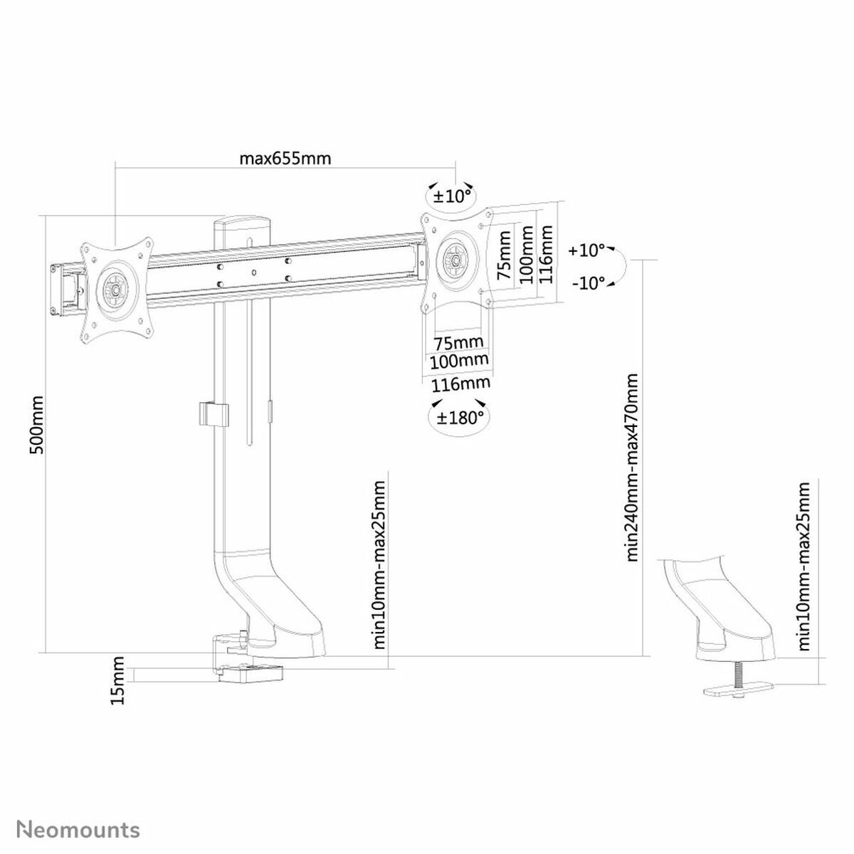 Bordfäste för Skärm Neomounts FPMA-D860DBLACK - 3
