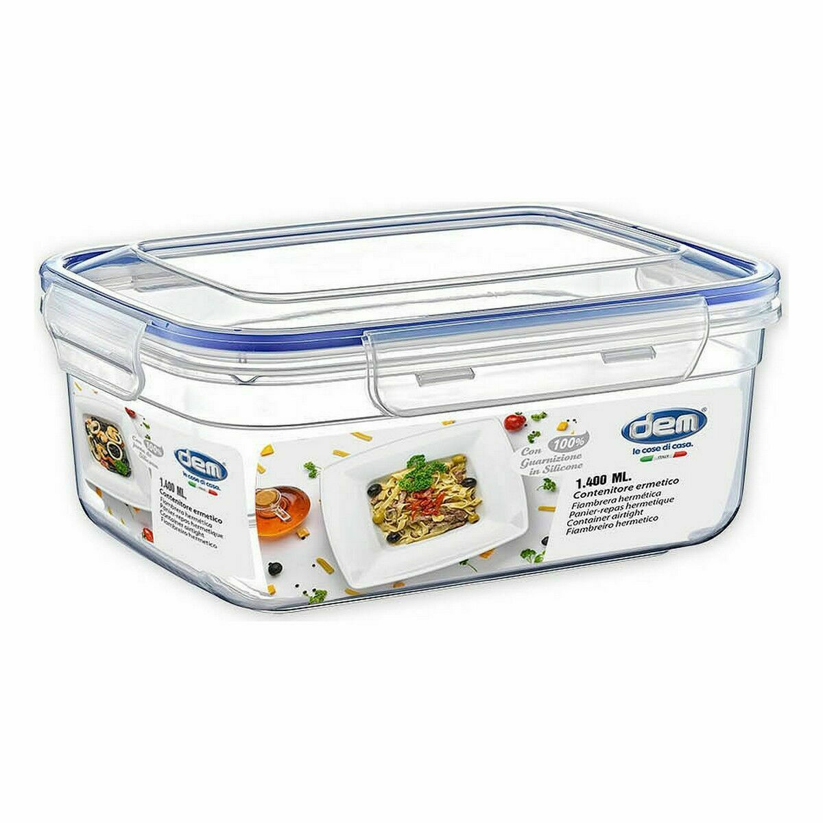 Hermetisk matlåda Dem Rektangulär 1,4 L 20 x 15 x 9 cm (12 antal) - 2