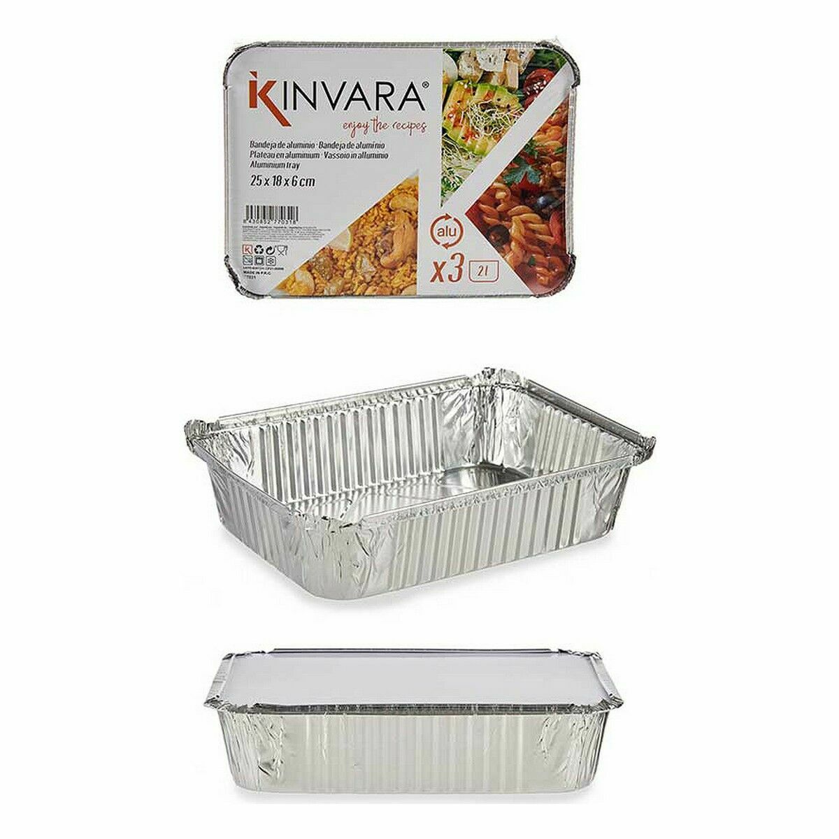 Uppsättning av köksfat Disponibel Med lock Aluminium 19 x 6,8 x 25,5 cm (24 antal) - 2