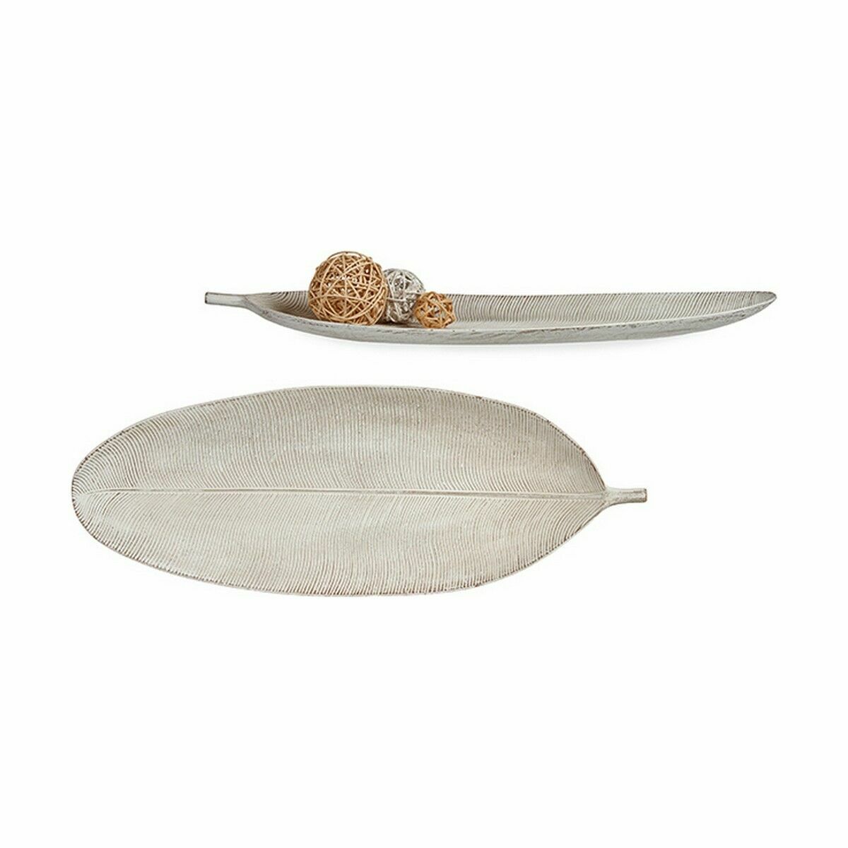 Bordsdekoration Gift Decor Vit Trä MDF 59,5 x 3 x 21,6 cm Dekoration Löv av en växt (6 antal) - 3