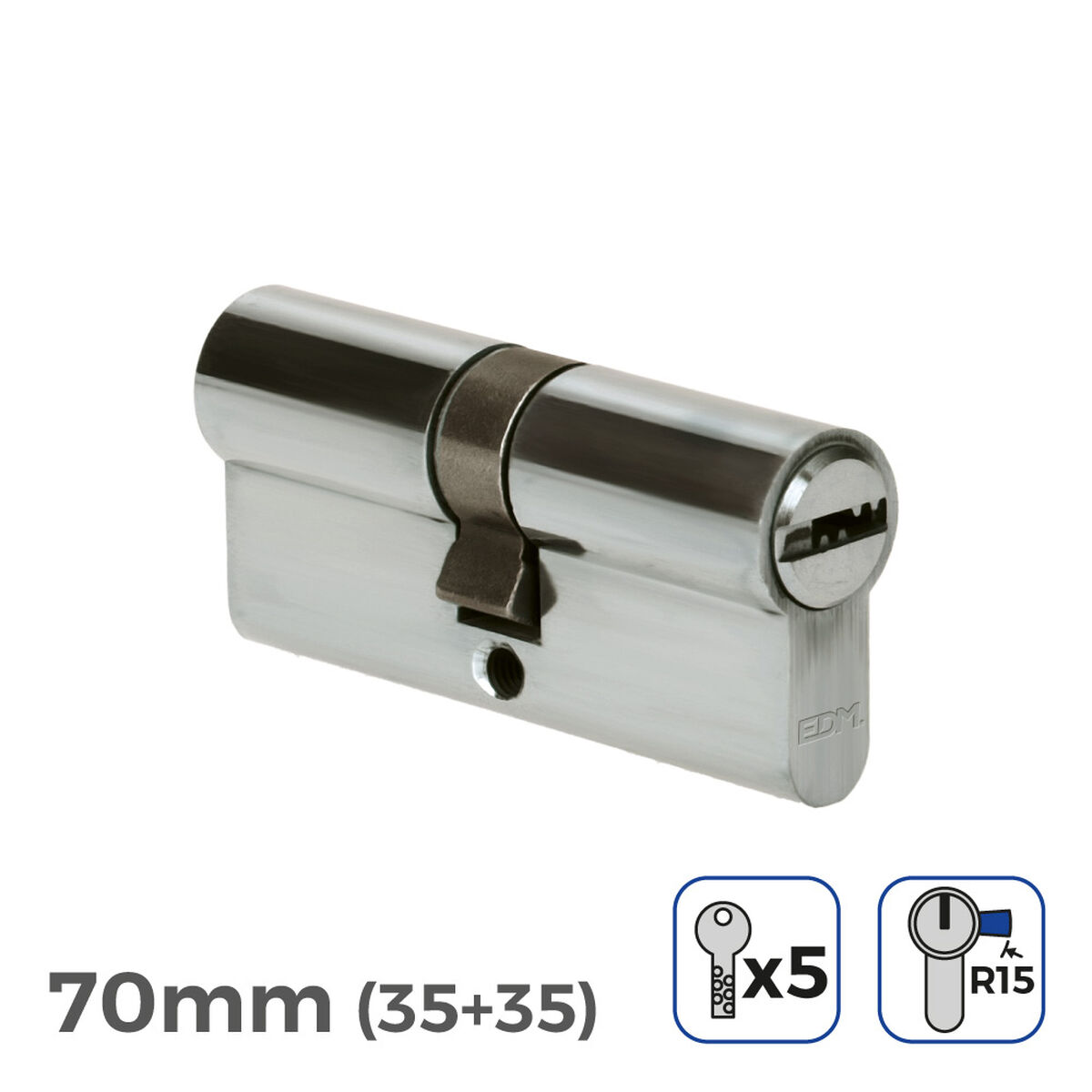 Cylinder EDM 85176 r15 ickel Långt kamlås Europeisk - 5
