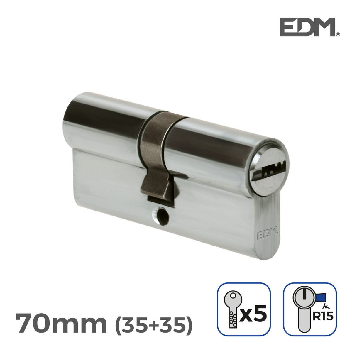 Cylinder EDM 85176 r15 ickel Långt kamlås Europeisk