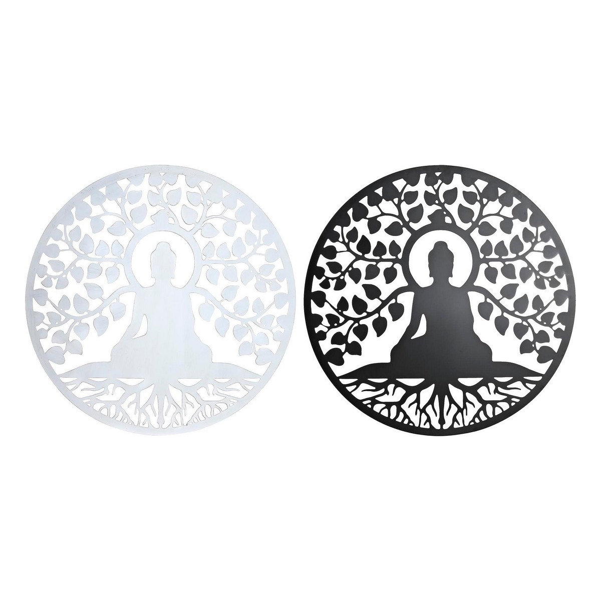 Väggdekoration DKD Home Decor Vit Svart Buddha Orientalisk 100 x 1 x 100 cm (2 antal) - 4